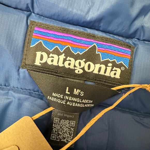 Patagonia Down Sweater Jacket Full Zip Puffer Cement Blue Mens Sz Large NWT $279 - Picture 2 of 8